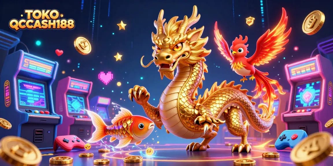 Experience the excitement of TOKO QQCASH188 with dynamic casino elements and vibrant characters.