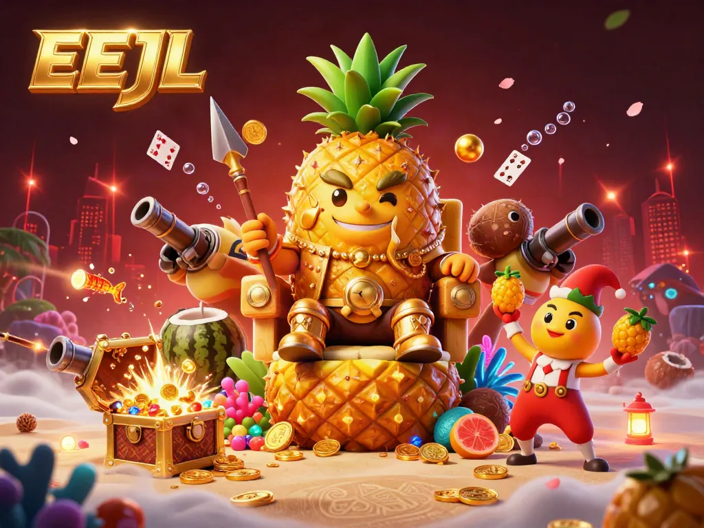 Experience the thrill of EEJL at an animated beach casino filled with vibrant characters and treasures.