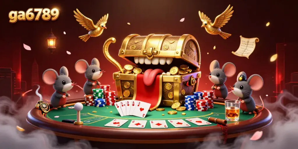 Experience intense poker action with ga6789's dynamic casino illustration featuring vibrant colors and engaging game elements.