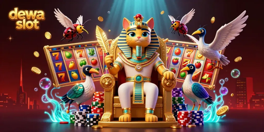 Engage with thrilling dewa slot action featuring a regal pharaoh cat and exciting jackpots.