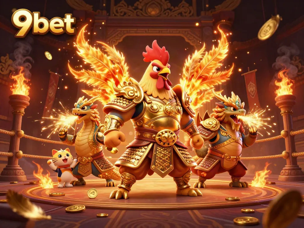 Experience thrilling moments at 9bet with a lively 3D casino scene featuring vibrant characters and exciting game elements.