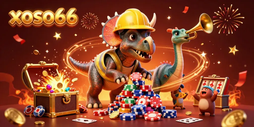Celebrate big wins at xoso66 with a vibrant 3D casino scene featuring exciting gaming elements.