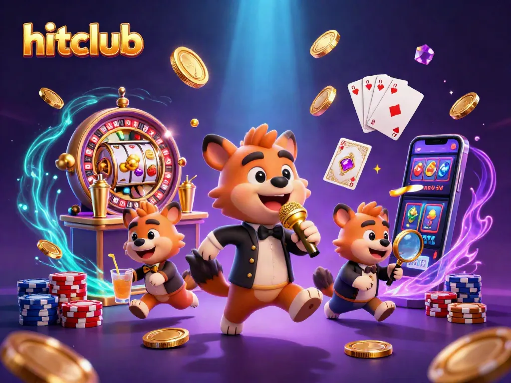 Experience the thrilling hitclub gameplay with lively casino elements and cartoon hyenas.