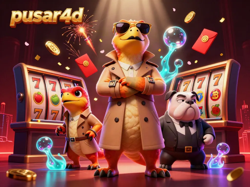 Experience thrilling gaming with pusar4d in a vibrant casino scene filled with slot reels and lucky symbols.