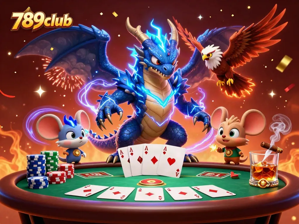 Experience thrilling poker action with 789club's vibrant casino scene featuring electrifying characters.