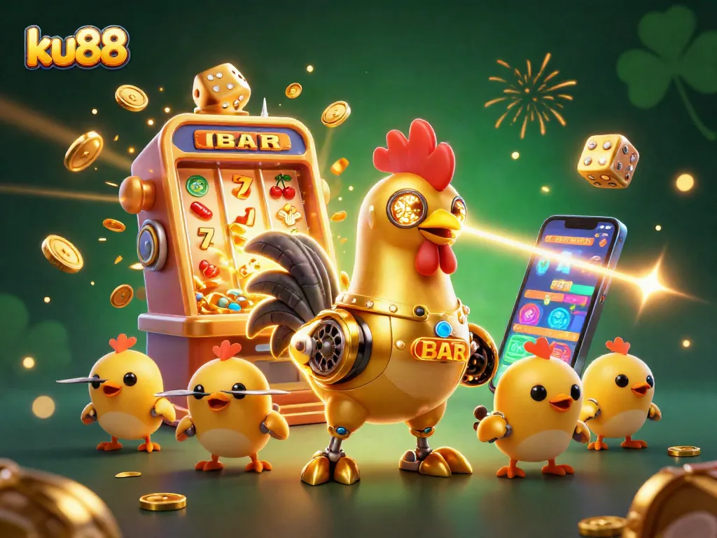 ku88 engages players with vibrant casino gaming elements and dynamic characters in a captivating scene.