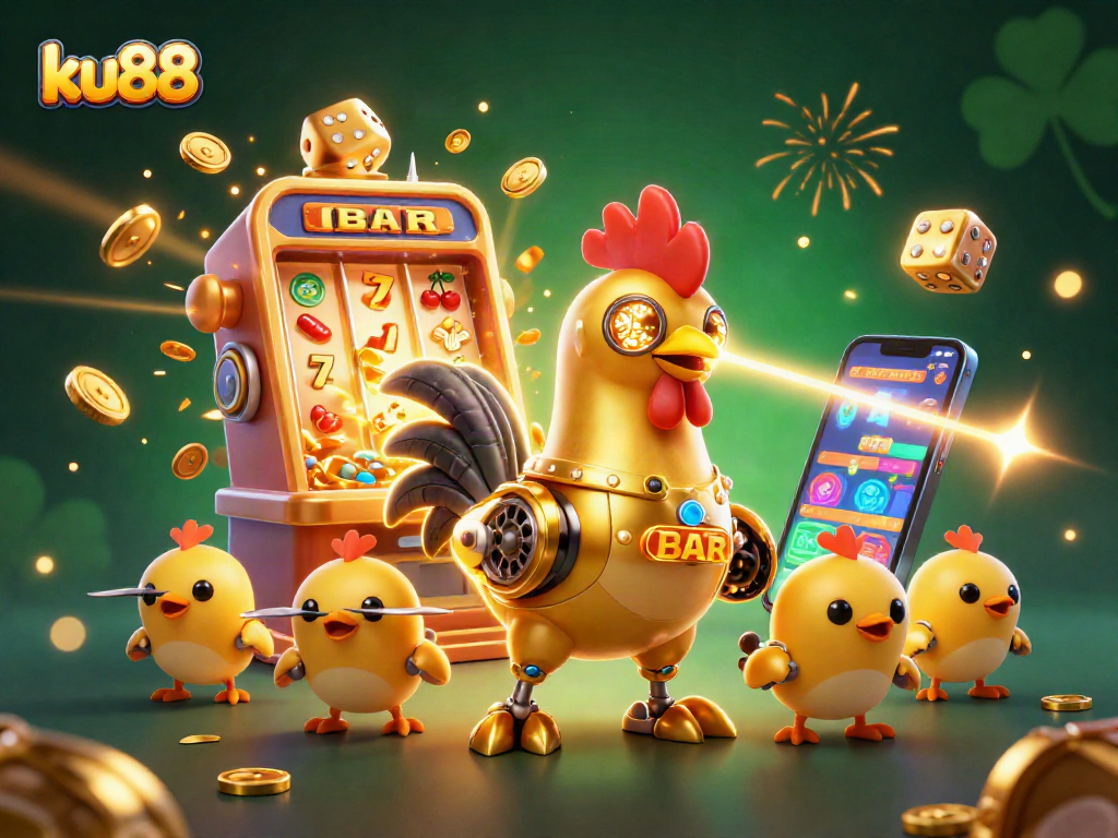 ku88 engages players with vibrant casino gaming elements and dynamic characters in a captivating scene.