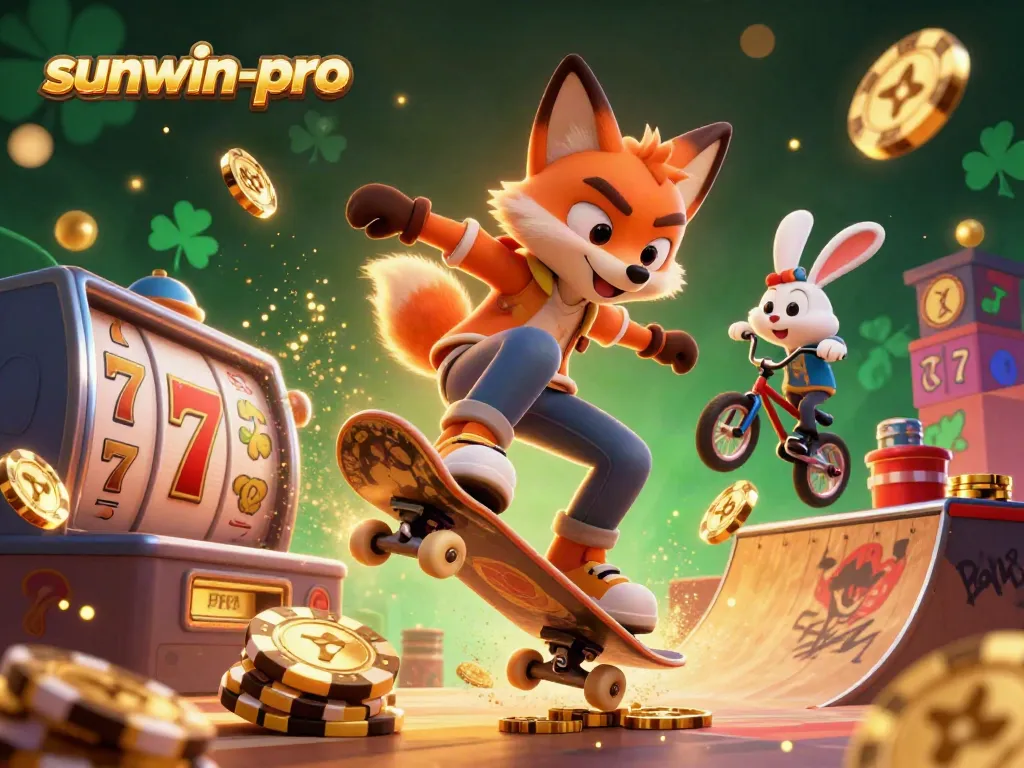 Experience thrilling gaming adventures at sunwin-pro with vibrant 3D illustrations of slots and casino action.